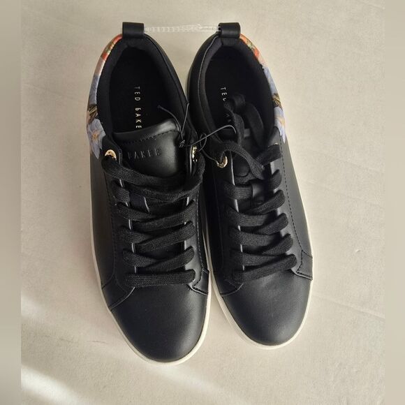 Ted Baker Alisson Sneakers Black Floral Size 6.5 - Picture 3 of 11